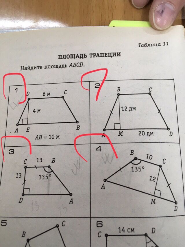 Площадь трапеции по готовым чертежам 8 класс