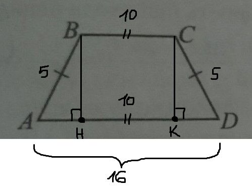 Основание равнобедренной трапеции равны 16