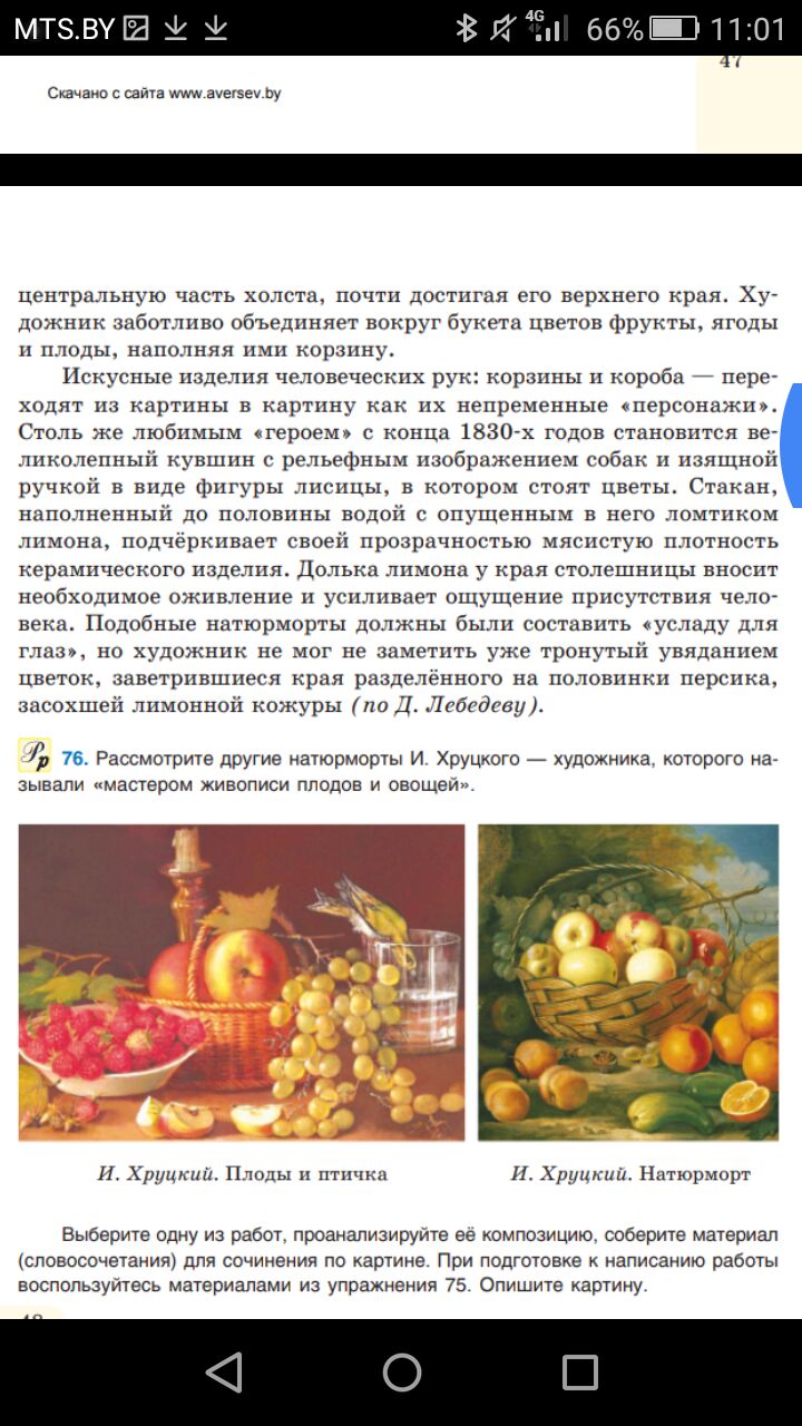 Описание картины плоды и птичка хруцкий