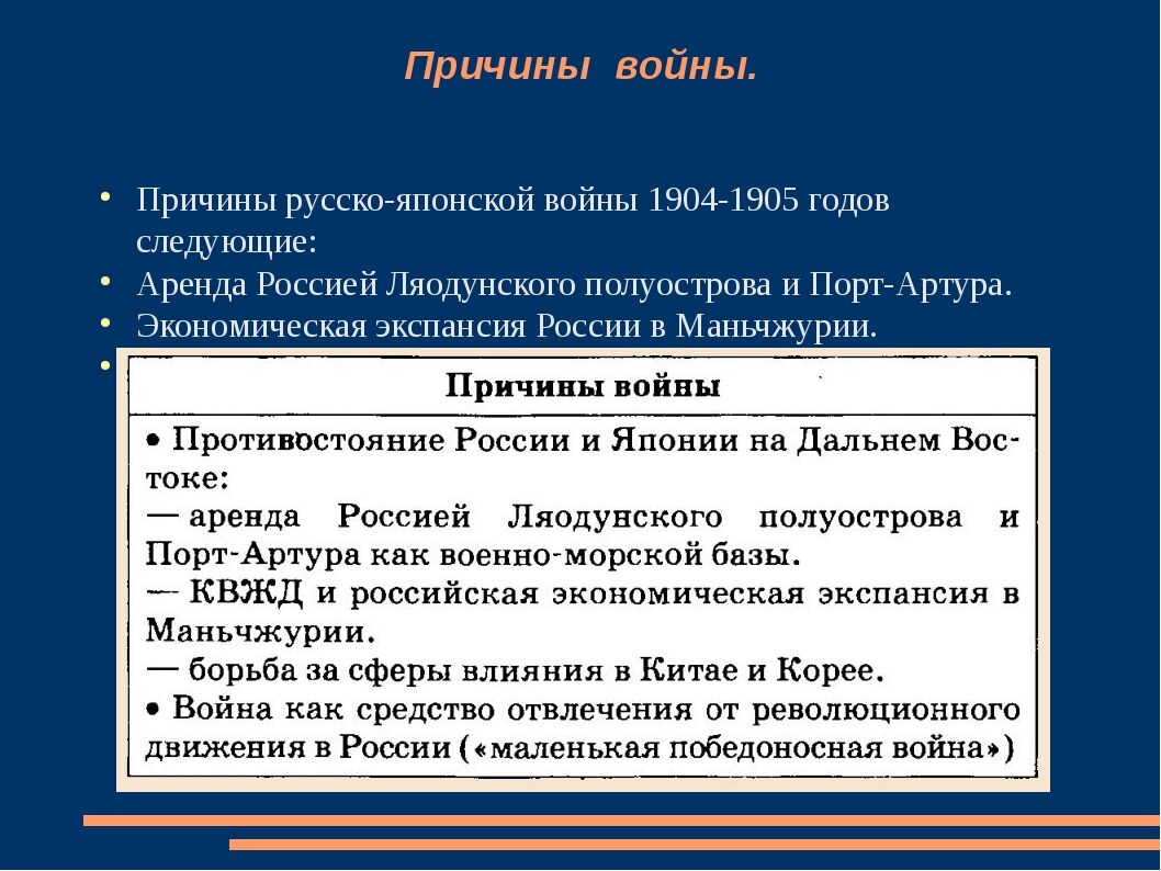 План по теме русско японская война 1904 1905