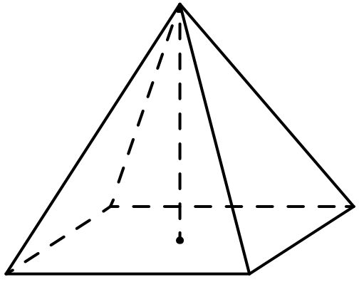 Объем правильной четырехугольной пирамиды равен 144. Правильная четырехугольная пирамида. Модель четырехугольной пирамиды. Четырехугольная пирамида рисунок. Четырехугольная пирамида шаблон.