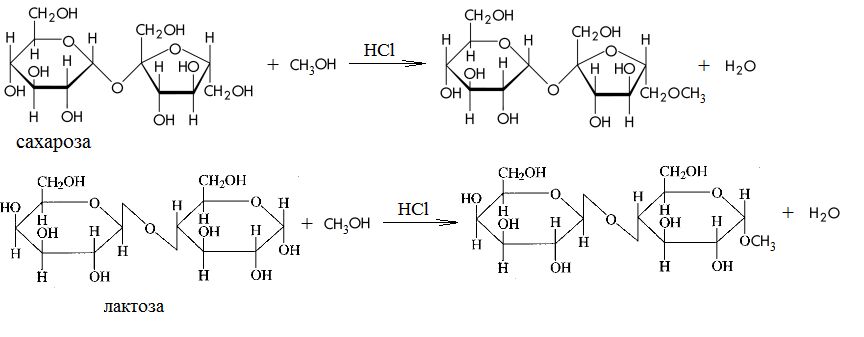 Схема реакции гидролиза сахарозы