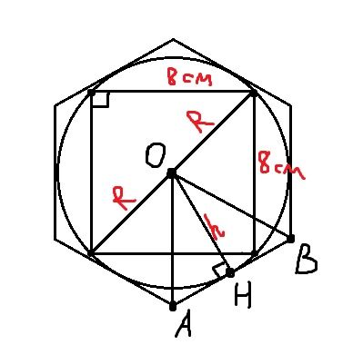 На рисунке правильный девятиугольник вписан в окружность длина которой 16п