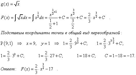 Найдите первообразную график которой проходит