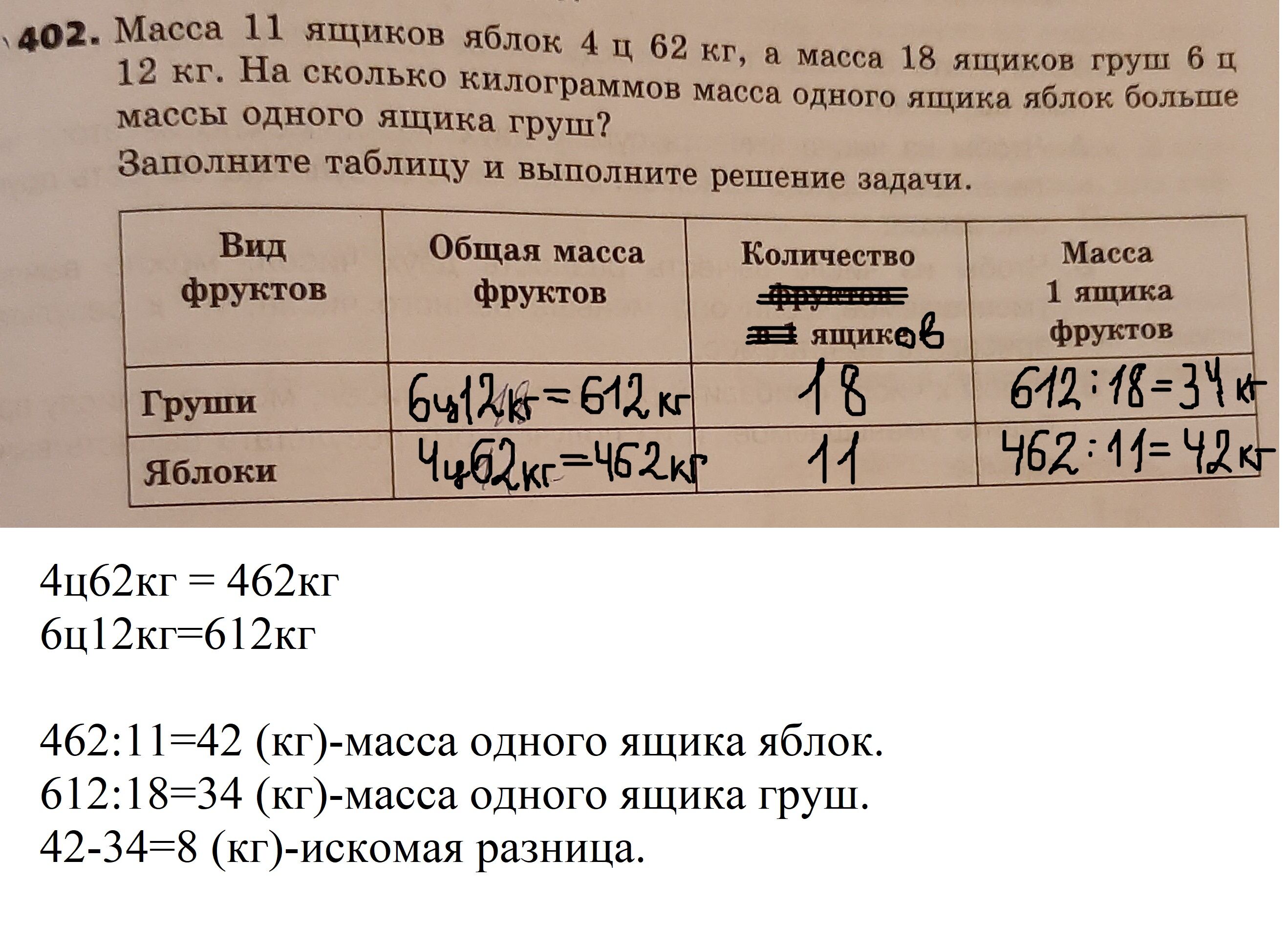 Масса ящика